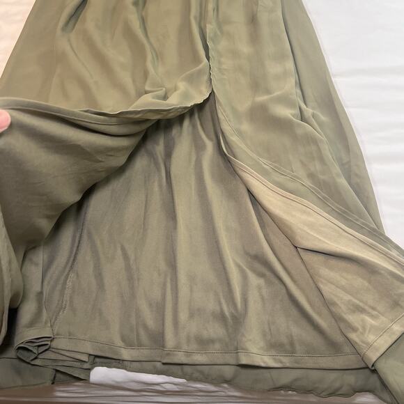 Birdy Grey Hannah Dress Size M Olive Green Chiffon Sage Empire Flutter Sleeves - Picture 5 of 15